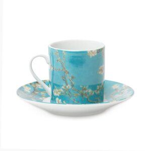 Van Gogh Almond Blossom Espresso Set Cups & Saucers (2) Fine Porcelain